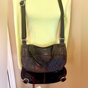 FOSSIL black cross body bag genuine leather.